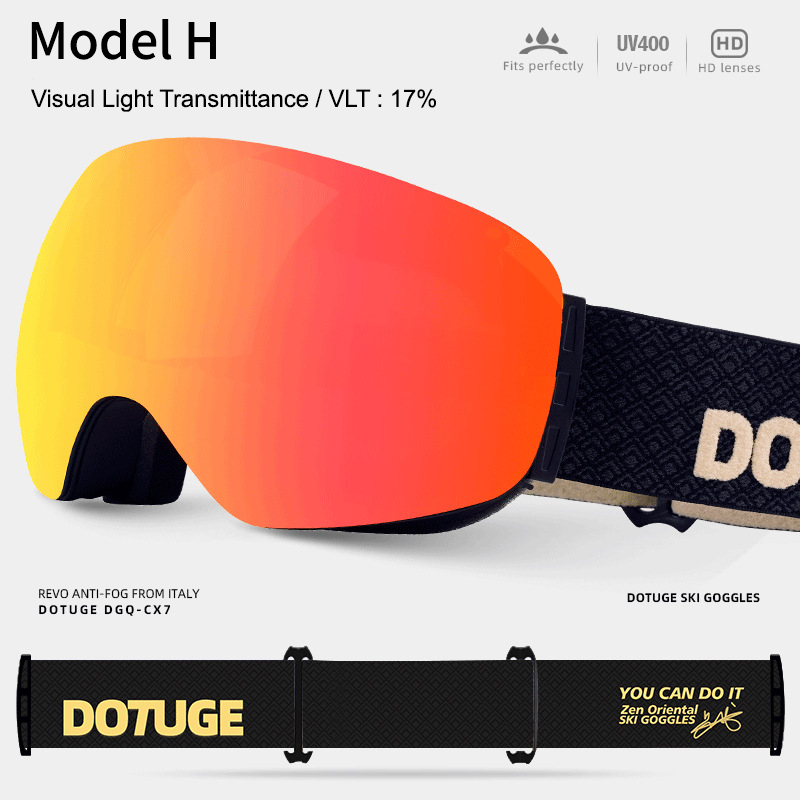 Magnetic Ski Goggles with HD Anti-Fog Spherical Lens, UV400 Protection for Snow Sports, Compatible with Eyewear, Ideal for Skiing and Mountain Climbing (K)