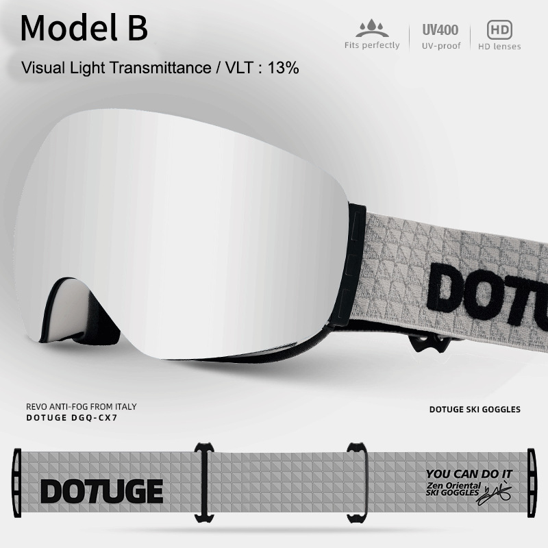 Magnetic Ski Goggles with HD Anti-Fog Spherical Lens, UV400 Protection for Snow Sports, Compatible with Eyewear, Ideal for Skiing and Mountain Climbing (L)