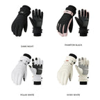 Unisex Winter Ski Gloves with Touchscreen Compatibility, Thick Fleece Lining, Windproof, Anti-Slip Grip for Snowboarding, Hiking, and Cold Weather Daily Commute (L, Ivory)