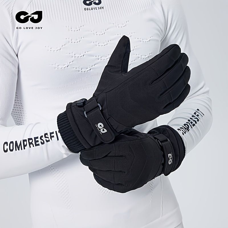 Unisex Winter Ski Gloves with Touchscreen Compatibility, Thick Fleece Lining, Windproof, Anti-Slip Grip for Snowboarding, Hiking, and Cold Weather Daily Commute (L, Ivory)