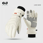 Unisex Winter Ski Gloves with Touchscreen Compatibility, Thick Fleece Lining, Windproof, Anti-Slip Grip for Snowboarding, Hiking, and Cold Weather Daily Commute (L, White)