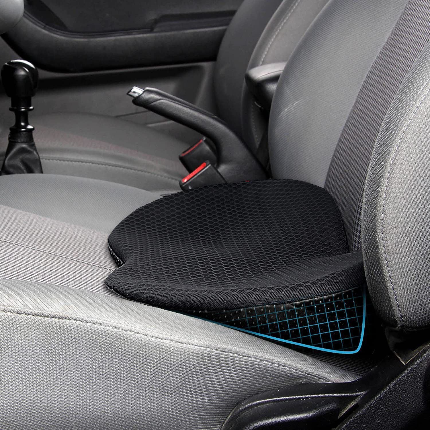 Premium Memory Foam Car Seat Cushion with Lumbar Support – Ergonomic Design for Enhanced Driving Comfort, Breathable Mesh Cover, Washable and Durable (Black)