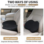 Premium Memory Foam Car Seat Cushion with Lumbar Support – Ergonomic Design for Enhanced Driving Comfort, Breathable Mesh Cover, Washable and Durable (Black)