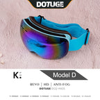 Kids Snow Goggles with Large Spherical Lens, Double-Layer Anti-Fog HD Lens, UV400 Protection, Adjustable Elastic Strap, Ideal for Skiing, Snowboarding & Winter Outdoor Sports (A)