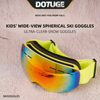 Kids Snow Goggles with Large Spherical Lens, Double-Layer Anti-Fog HD Lens, UV400 Protection, Adjustable Elastic Strap, Ideal for Skiing, Snowboarding & Winter Outdoor Sports (B)