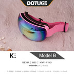 Kids Snow Goggles with Large Spherical Lens, Double-Layer Anti-Fog HD Lens, UV400 Protection, Adjustable Elastic Strap, Ideal for Skiing, Snowboarding & Winter Outdoor Sports (D)