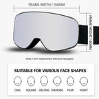 Kids Snow Goggles with Large Spherical Lens, Double-Layer Anti-Fog HD Lens, UV400 Protection, Adjustable Elastic Strap, Ideal for Skiing, Snowboarding & Winter Outdoor Sports (E)