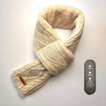 USB-Powered Heated Scarf with 3 Temperature Settings, Knitted Jacquard Design, Soft Fleece Lining, Ideal for Winter Outdoor and Home Use, Machine Washable, Power Bank Not Included (Plaid Jacquard, Beige)