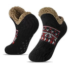 Men's Fleece-Lined Anti-Slip House Socks – Warm, Cozy, and Secure for Indoor Wear with Plush Sherpa Lining and Silicone Grip Dots (L, Beige)