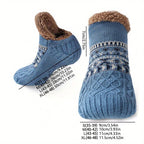 Men's Fleece-Lined Anti-Slip House Socks – Warm, Cozy, and Secure for Indoor Wear with Plush Sherpa Lining and Silicone Grip Dots (L, Black)