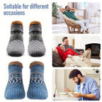 Men's Fleece-Lined Anti-Slip House Socks – Warm, Cozy, and Secure for Indoor Wear with Plush Sherpa Lining and Silicone Grip Dots (L, Red)