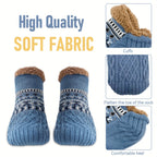 Men's Fleece-Lined Anti-Slip House Socks – Warm, Cozy, and Secure for Indoor Wear with Plush Sherpa Lining and Silicone Grip Dots (L, RoyalBlue)