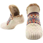 Men's Fleece-Lined Anti-Slip House Socks – Warm, Cozy, and Secure for Indoor Wear with Plush Sherpa Lining and Silicone Grip Dots (M, Red)