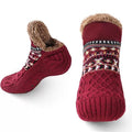 Men's Fleece-Lined Anti-Slip House Socks – Warm, Cozy, and Secure for Indoor Wear with Plush Sherpa Lining and Silicone Grip Dots (S, Red)
