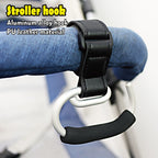 Universal Stroller Hooks with PU Leather Straps – Heavy-Duty Aluminum Baby Stroller Organizer for Hanging Bags, Purses, and Diaper Bags on Stroller Handles or Frames (2PCS（Brown）)