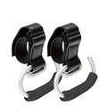 Universal Stroller Hooks with PU Leather Straps – Heavy-Duty Aluminum Baby Stroller Organizer for Hanging Bags, Purses, and Diaper Bags on Stroller Handles or Frames (Black)