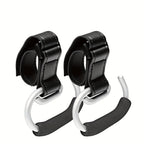 Universal Stroller Hooks with PU Leather Straps – Heavy-Duty Aluminum Baby Stroller Organizer for Hanging Bags, Purses, and Diaper Bags on Stroller Handles or Frames (Black)