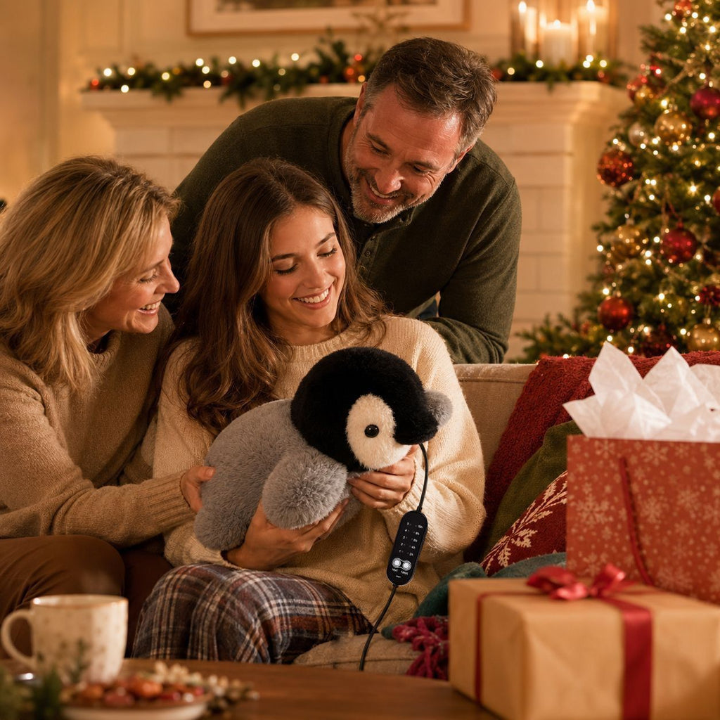 Keep cozy and warm with this adorable penguin-shaped heated plush toy, perfect for relaxing at home, reading, or as a thoughtful gift for any occasion.