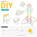 DIY Flexible Straw Building Blocks for Kids Ages 3-6, Creative Educational Construction Toy Set with Bendable Straws and Connectors, 112/242/723 Pieces for 3D Geometry and Imaginative Play (242PCS)