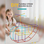 DIY Flexible Straw Building Blocks for Kids Ages 3-6, Creative Educational Construction Toy Set with Bendable Straws and Connectors, 112/242/723 Pieces for 3D Geometry and Imaginative Play (723PCS)
