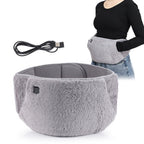 USB-Powered Electric Heating Waist Belt with Hand Pockets, 3-Heat Settings for Menstrual Cramp Relief, Office and Home Use, Soft Crystal Velvet, Machine Washable (Pink)