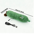 Cartoon Cucumber-Shaped USB Heated Plush Pillow, Soft Plush Body with Cute Embroidered Face, 5-Level Temperature Control and Timer, Ideal for Home, Car, Office, and Outdoor Camping Use (Green)