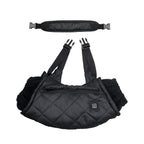 USB-Powered Heated Hand Muff with 3-Temperature Control, Water-Resistant Quilted Design, Adjustable Neck Strap, and Zippered Pocket for Outdoor Winter Activities Like Ice Fishing, Camping, and Hiking (Black)