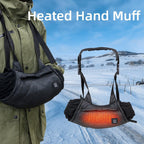 USB-Powered Heated Hand Muff with 3-Temperature Control, Water-Resistant Quilted Design, Adjustable Neck Strap, and Zippered Pocket for Outdoor Winter Activities Like Ice Fishing, Camping, and Hiking (Black)
