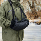 USB-Powered Heated Hand Muff with 3-Temperature Control, Water-Resistant Quilted Design, Adjustable Neck Strap, and Zippered Pocket for Outdoor Winter Activities Like Ice Fishing, Camping, and Hiking (Black)