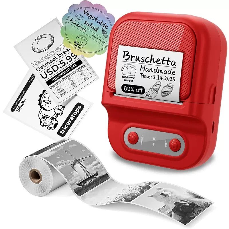 Portable Inkless Thermal Label Printer with Bluetooth Connectivity, Compatible with 12-58mm Paper Widths for Home Organization, Office Filing, Retail Pricing, and Creative Labeling Projects (Black)