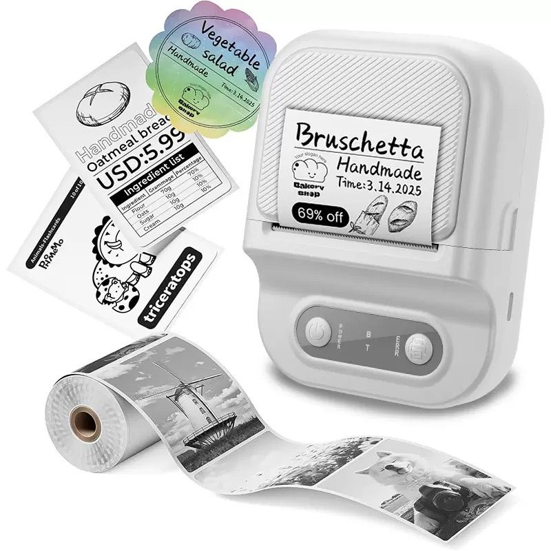 Portable Inkless Thermal Label Printer with Bluetooth Connectivity, Compatible with 12-58mm Paper Widths for Home Organization, Office Filing, Retail Pricing, and Creative Labeling Projects (Green)