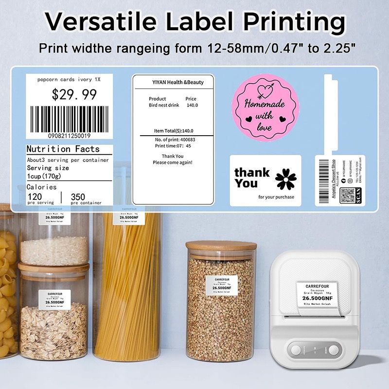 Portable Inkless Thermal Label Printer with Bluetooth Connectivity, Compatible with 12-58mm Paper Widths for Home Organization, Office Filing, Retail Pricing, and Creative Labeling Projects (Red)