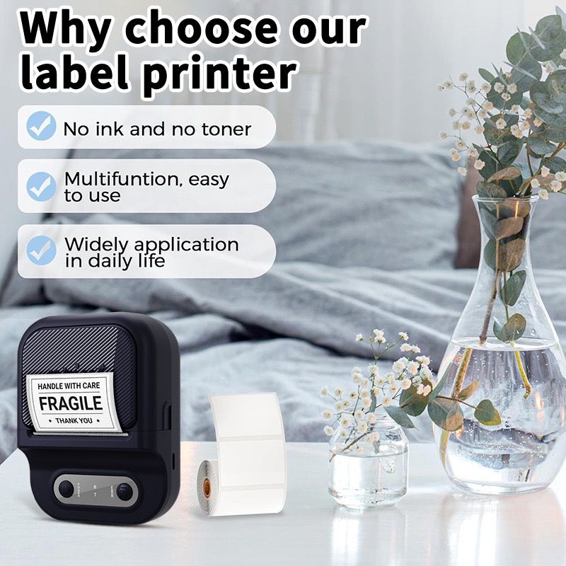 Portable Inkless Thermal Label Printer with Bluetooth Connectivity, Compatible with 12-58mm Paper Widths for Home Organization, Office Filing, Retail Pricing, and Creative Labeling Projects (Red)