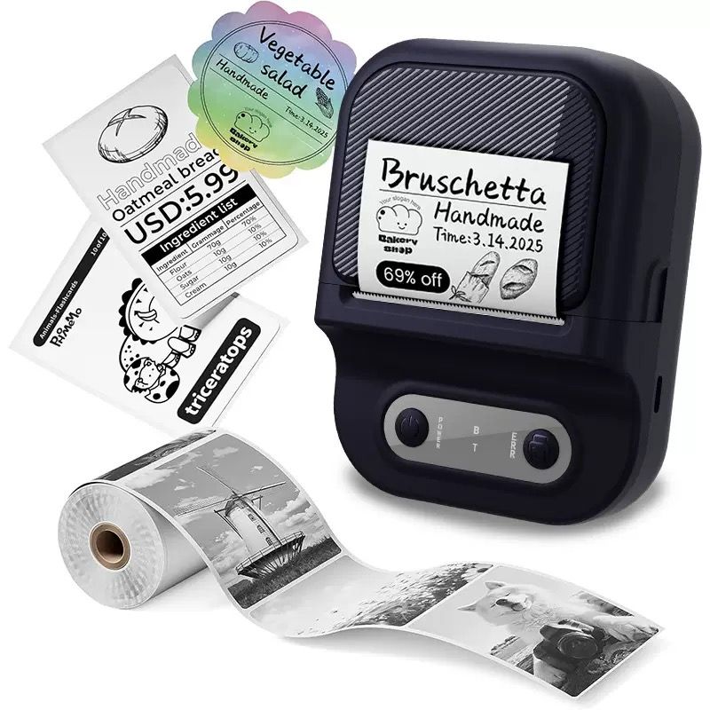Portable Inkless Thermal Label Printer with Bluetooth Connectivity, Compatible with 12-58mm Paper Widths for Home Organization, Office Filing, Retail Pricing, and Creative Labeling Projects (Red)