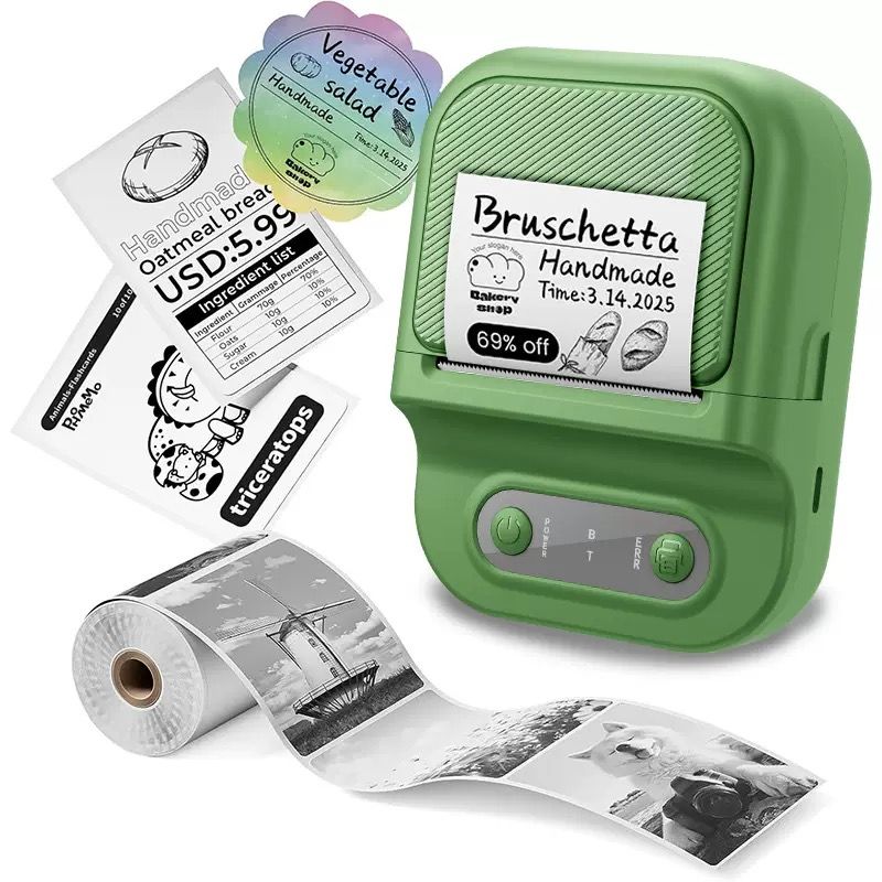 Portable Inkless Thermal Label Printer with Bluetooth Connectivity, Compatible with 12-58mm Paper Widths for Home Organization, Office Filing, Retail Pricing, and Creative Labeling Projects (Red)