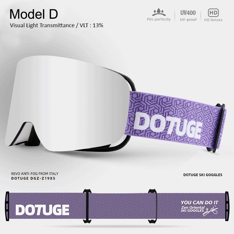 DOTUGE DGZ-Z19XS Series Ski Goggles with Magnetic Quick-Change Lens, Double-Layer Anti-Fog UV400 HD Coated Lenses, Compatible with Prescription Glasses, for Snow Sports, Climbing, and Mountain Adventures (A)