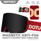 DOTUGE DGZ-Z19XS Series Ski Goggles with Magnetic Quick-Change Lens, Double-Layer Anti-Fog UV400 HD Coated Lenses, Compatible with Prescription Glasses, for Snow Sports, Climbing, and Mountain Adventures (B)