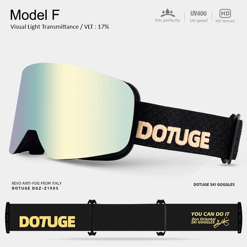 DOTUGE DGZ-Z19XS Series Ski Goggles with Magnetic Quick-Change Lens, Double-Layer Anti-Fog UV400 HD Coated Lenses, Compatible with Prescription Glasses, for Snow Sports, Climbing, and Mountain Adventures (B)