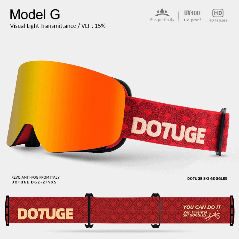 DOTUGE DGZ-Z19XS Series Ski Goggles with Magnetic Quick-Change Lens, Double-Layer Anti-Fog UV400 HD Coated Lenses, Compatible with Prescription Glasses, for Snow Sports, Climbing, and Mountain Adventures (B)