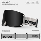 DOTUGE DGZ-Z19XS Series Ski Goggles with Magnetic Quick-Change Lens, Double-Layer Anti-Fog UV400 HD Coated Lenses, Compatible with Prescription Glasses, for Snow Sports, Climbing, and Mountain Adventures (C)