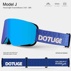 DOTUGE DGZ-Z19XS Series Ski Goggles with Magnetic Quick-Change Lens, Double-Layer Anti-Fog UV400 HD Coated Lenses, Compatible with Prescription Glasses, for Snow Sports, Climbing, and Mountain Adventures (C)