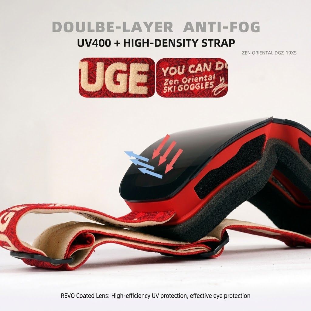 DOTUGE DGZ-Z19XS Series Ski Goggles with Magnetic Quick-Change Lens, Double-Layer Anti-Fog UV400 HD Coated Lenses, Compatible with Prescription Glasses, for Snow Sports, Climbing, and Mountain Adventures (E)