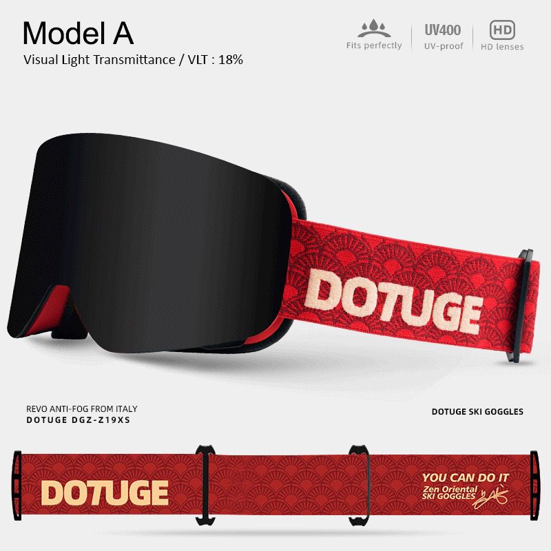 DOTUGE DGZ-Z19XS Series Ski Goggles with Magnetic Quick-Change Lens, Double-Layer Anti-Fog UV400 HD Coated Lenses, Compatible with Prescription Glasses, for Snow Sports, Climbing, and Mountain Adventures (E)