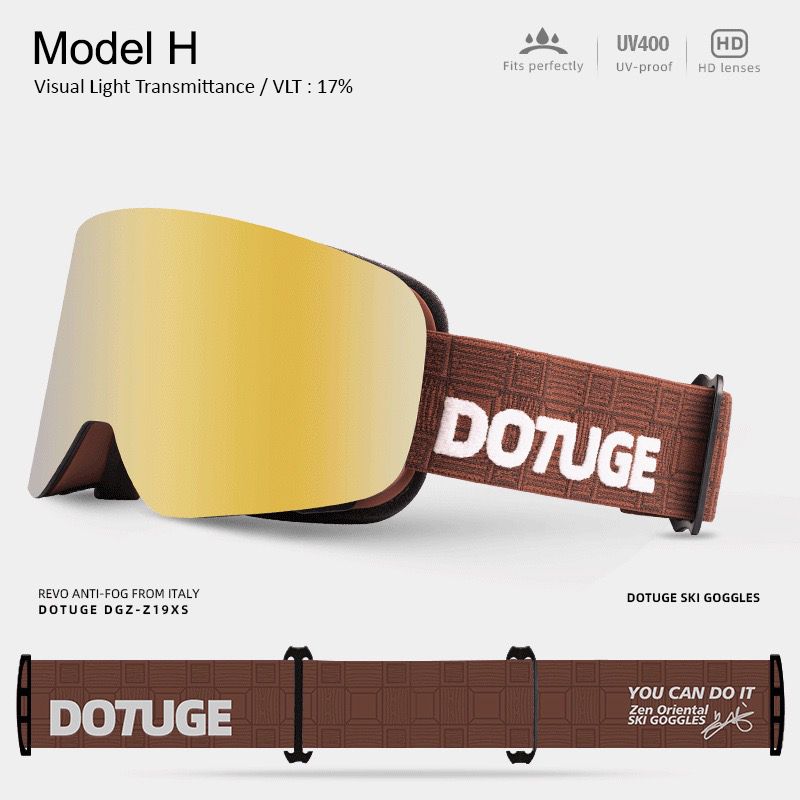 DOTUGE DGZ-Z19XS Series Ski Goggles with Magnetic Quick-Change Lens, Double-Layer Anti-Fog UV400 HD Coated Lenses, Compatible with Prescription Glasses, for Snow Sports, Climbing, and Mountain Adventures (F)