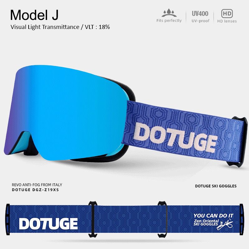DOTUGE DGZ-Z19XS Series Ski Goggles with Magnetic Quick-Change Lens, Double-Layer Anti-Fog UV400 HD Coated Lenses, Compatible with Prescription Glasses, for Snow Sports, Climbing, and Mountain Adventures (G)