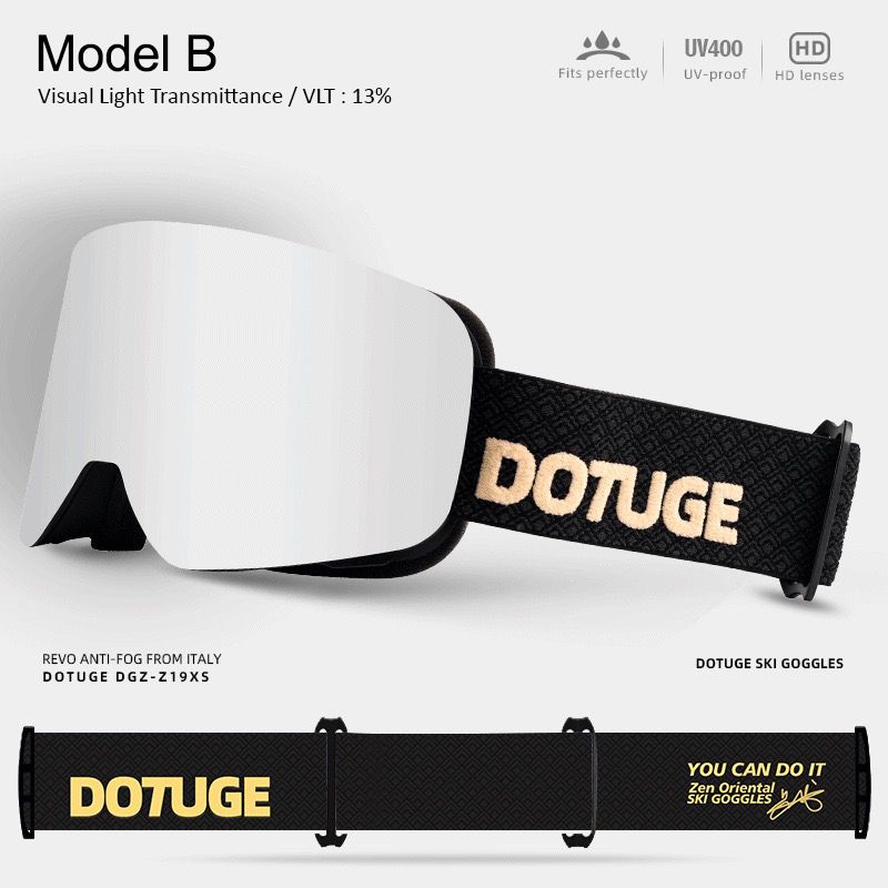 DOTUGE DGZ-Z19XS Series Ski Goggles with Magnetic Quick-Change Lens, Double-Layer Anti-Fog UV400 HD Coated Lenses, Compatible with Prescription Glasses, for Snow Sports, Climbing, and Mountain Adventures (G)