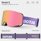 DOTUGE DGZ-Z19XS Series Ski Goggles with Magnetic Quick-Change Lens, Double-Layer Anti-Fog UV400 HD Coated Lenses, Compatible with Prescription Glasses, for Snow Sports, Climbing, and Mountain Adventures (J)