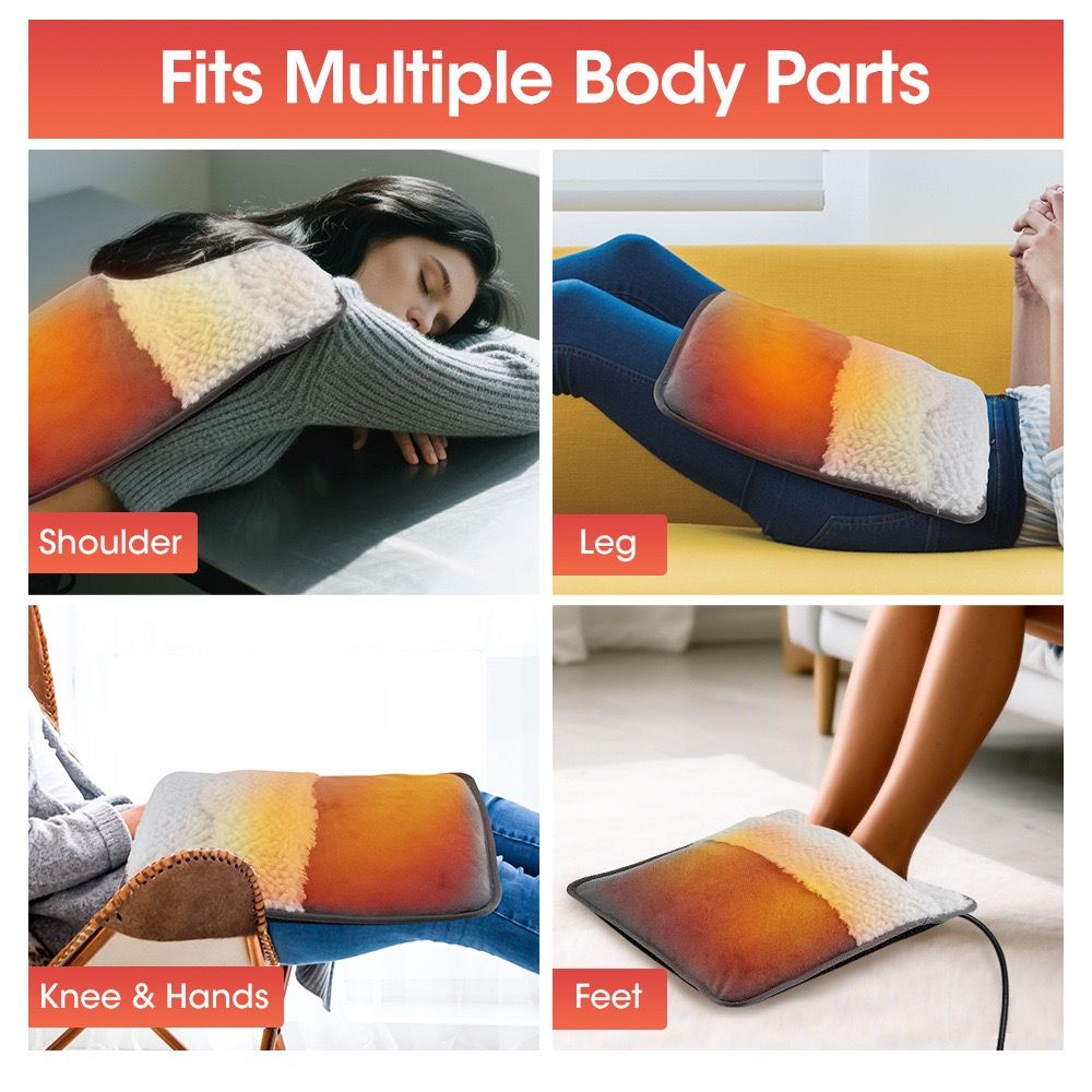 USB Heated Foot Warmer Pad – Ultra-Soft Crystal Velvet, Fast Heating & Constant 50°C, Portable for Home Office Car, Use with Power Bank Computer USB Ports, Multi-Purpose Warmth for Feet Knees Shoulders (Grey)