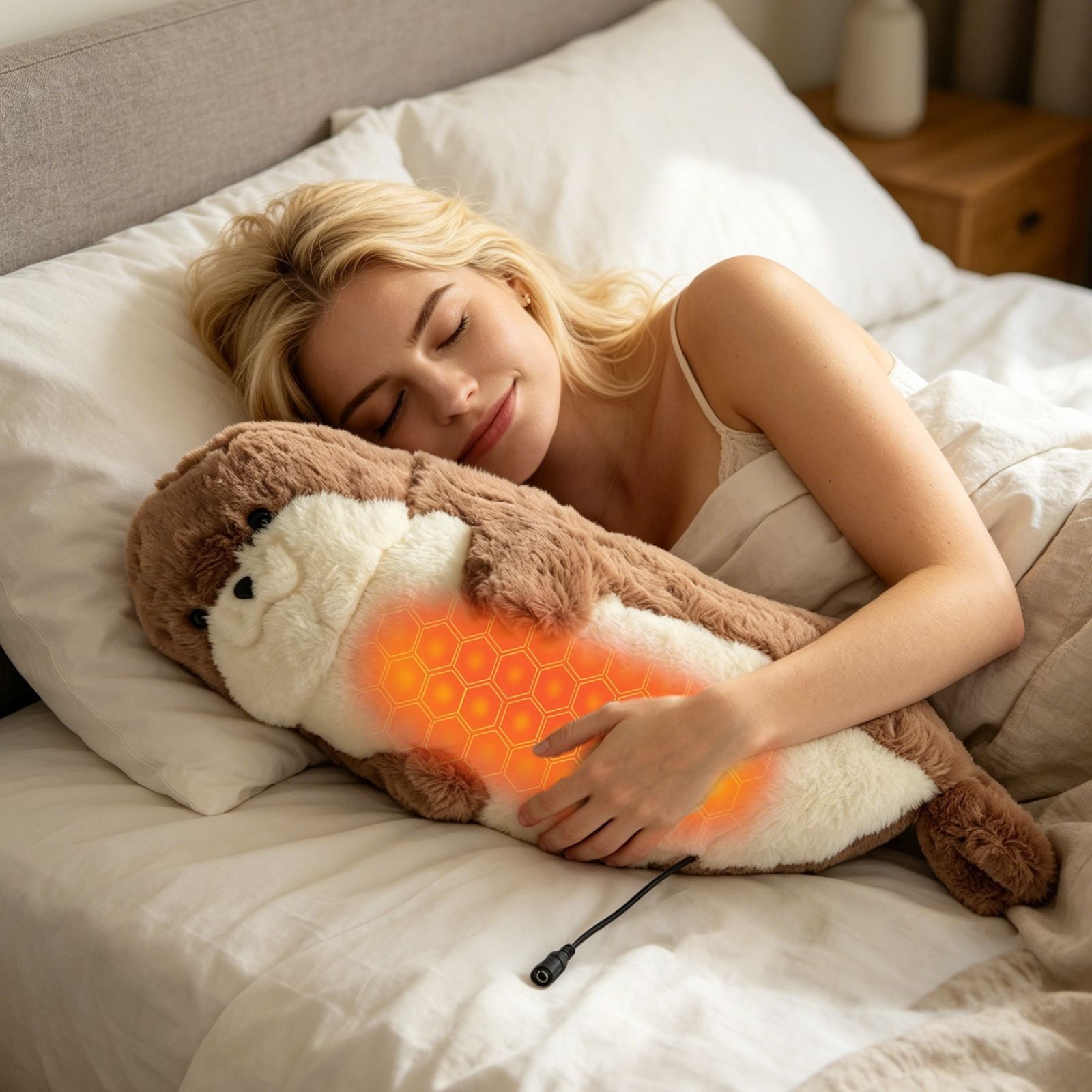 USB Heated Seal Plush Pillow with Temperature Control & Timer – Soft Fleece Warming Buddy for Bed, Couch, and Cozy Relaxation (Grey)