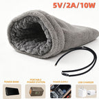 Heated Pet Bed with USB Power, Foldable Cat Dog Sleeping Bag with Soft Fleece, Adjustable Temperature Control and Timer, Ideal for Travel and Home Use (Grey)